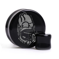 Plug / Gauge Shining Homer - Verre noir | Face plate double évasé