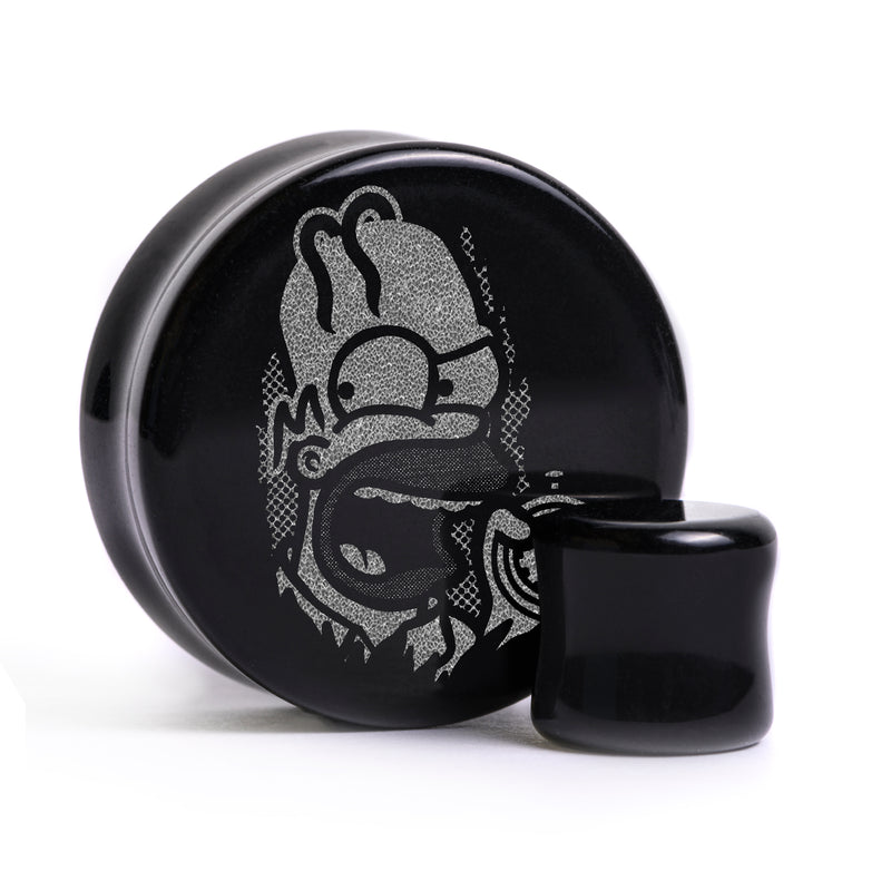 Plug / Gauge Shining Homer - Verre noir | Face plate double évasé