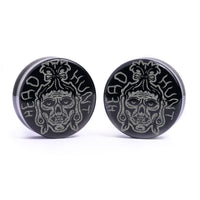Plug tête rétrécie / gauge - verre noir | double flare à face plate