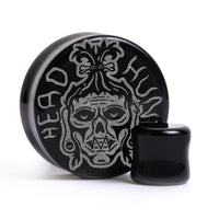 Plug tête rétrécie / gauge - verre noir | double flare à face plate