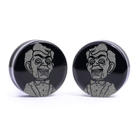 Goosebumps Slappy Plug / Gauge - Verre noir | Double flare à face plate