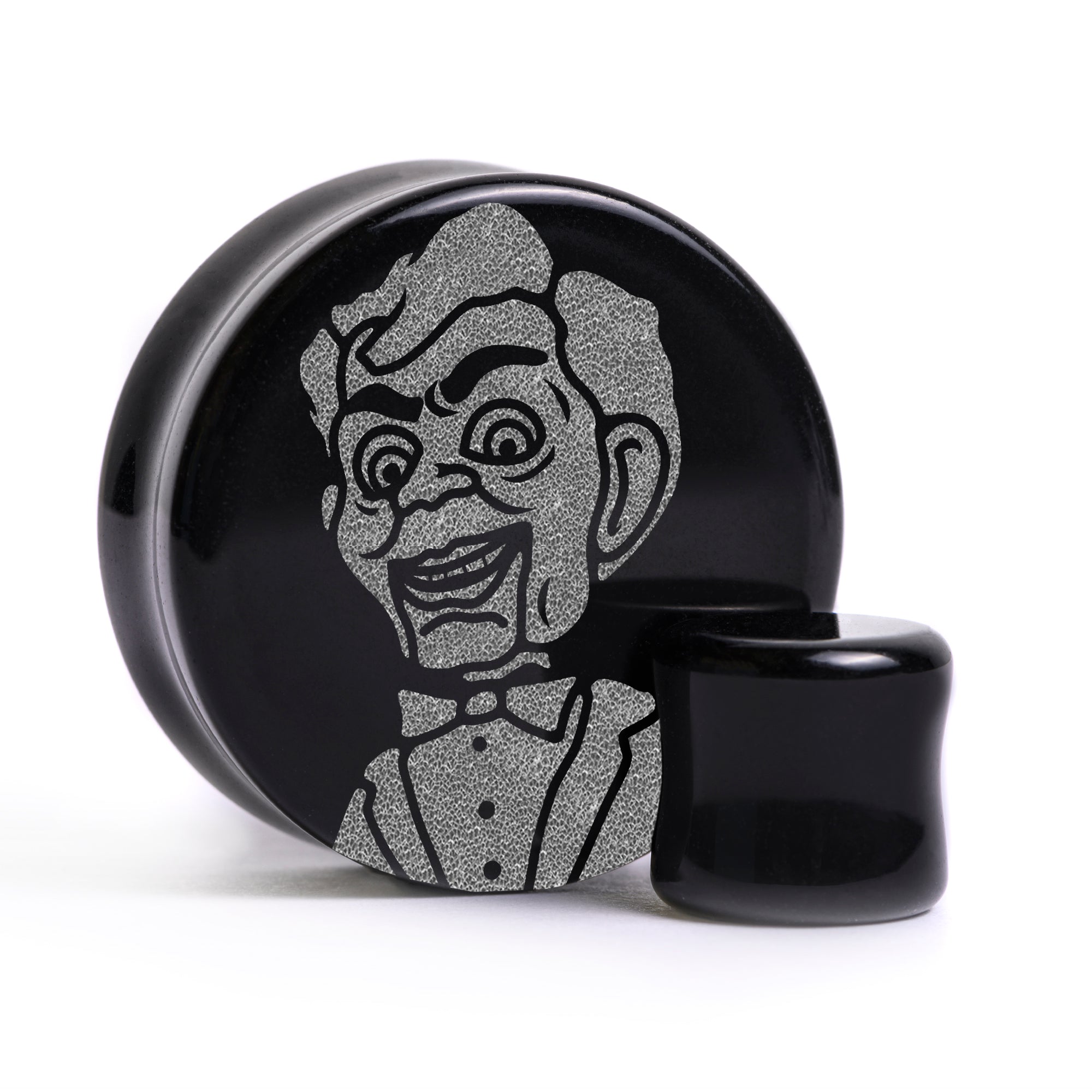 Goosebumps Slappy Plug / Gauge - Schwarzes Glas | Flache Vorderseite, Double Flare