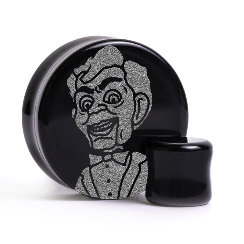 Goosebumps Slappy Plug / Gauge - Verre noir | Double flare à face plate