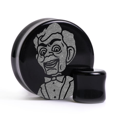 Goosebumps Slappy Plug / Gauge - Black Glass | Flat Faced Double Flare