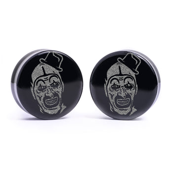 Terrifier Plug / Gauge - Schwarzes Glas | Flach Gesichtiges Doppel Flare