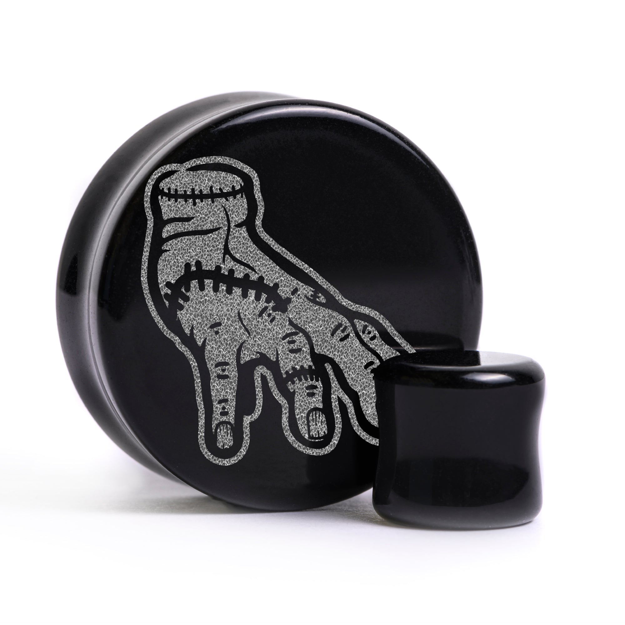 Thing Plug / Gauge - Schwarzes Glas | Flache Vorderseite, Double Flare