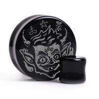 Plug / Gauge Diable farceur - Verre noir | Face plate double évasé