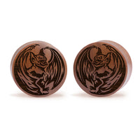 Plug / Gauge Chauve-souris vampire - Bois de Saba | Convexe double évasé