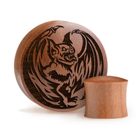 Plug / Gauge Chauve-souris vampire - Bois de Saba | Convexe double évasé