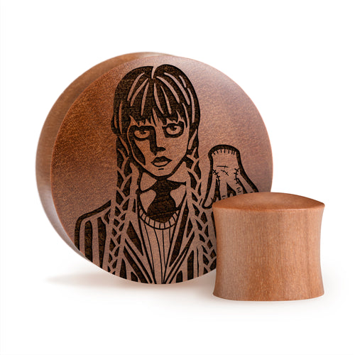 Wednesday Addams Plug / Gauge - Saba Wood | Convex Double Flare