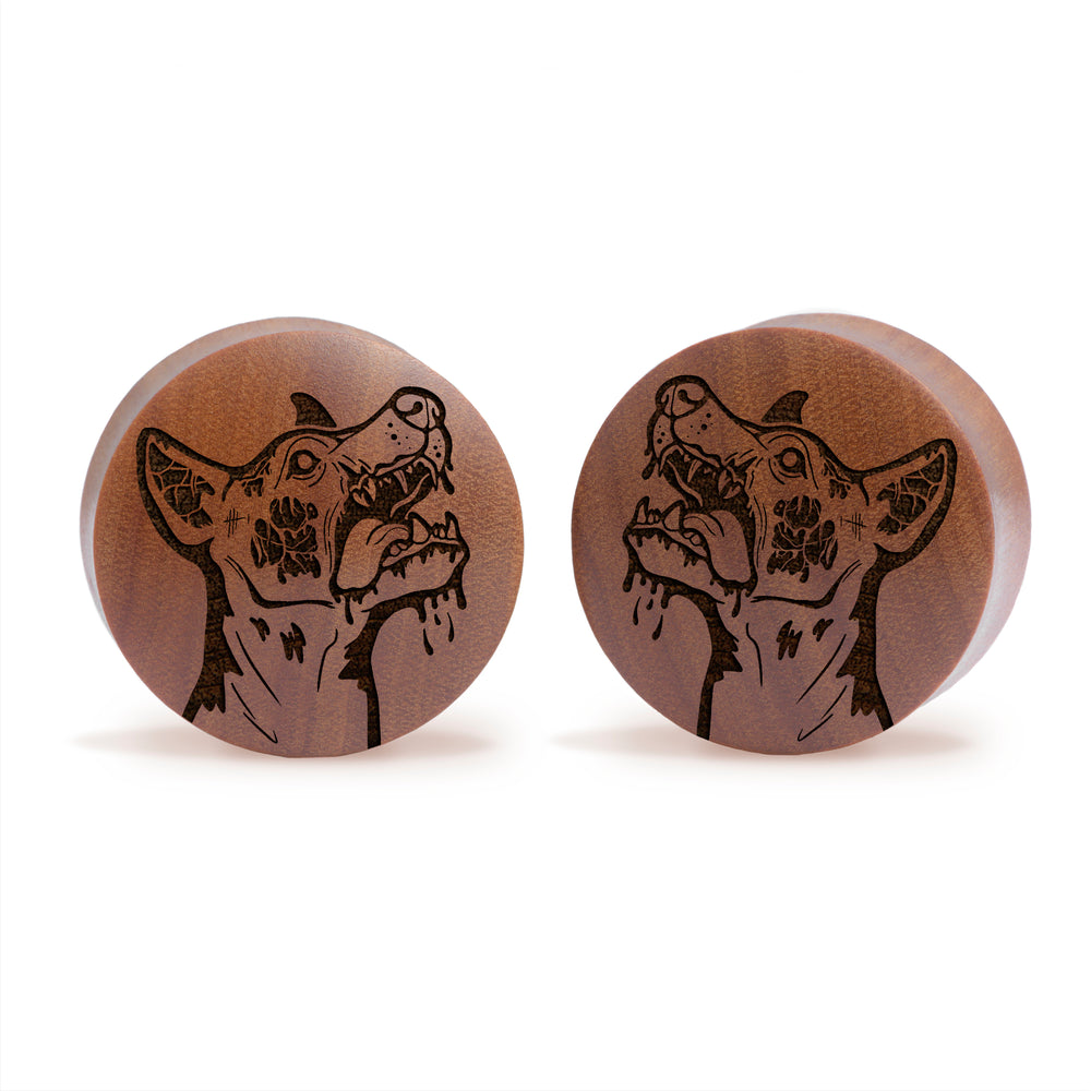 Zombie Dog Plug / Gauge - Saba Wood | Convex Double Flare - Lasered To Order In House At Custom Plugs HQ