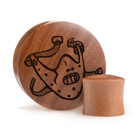 Plug / Gauge Masque d'Hannibal Lecter - Bois de Saba | Convexe double évasé