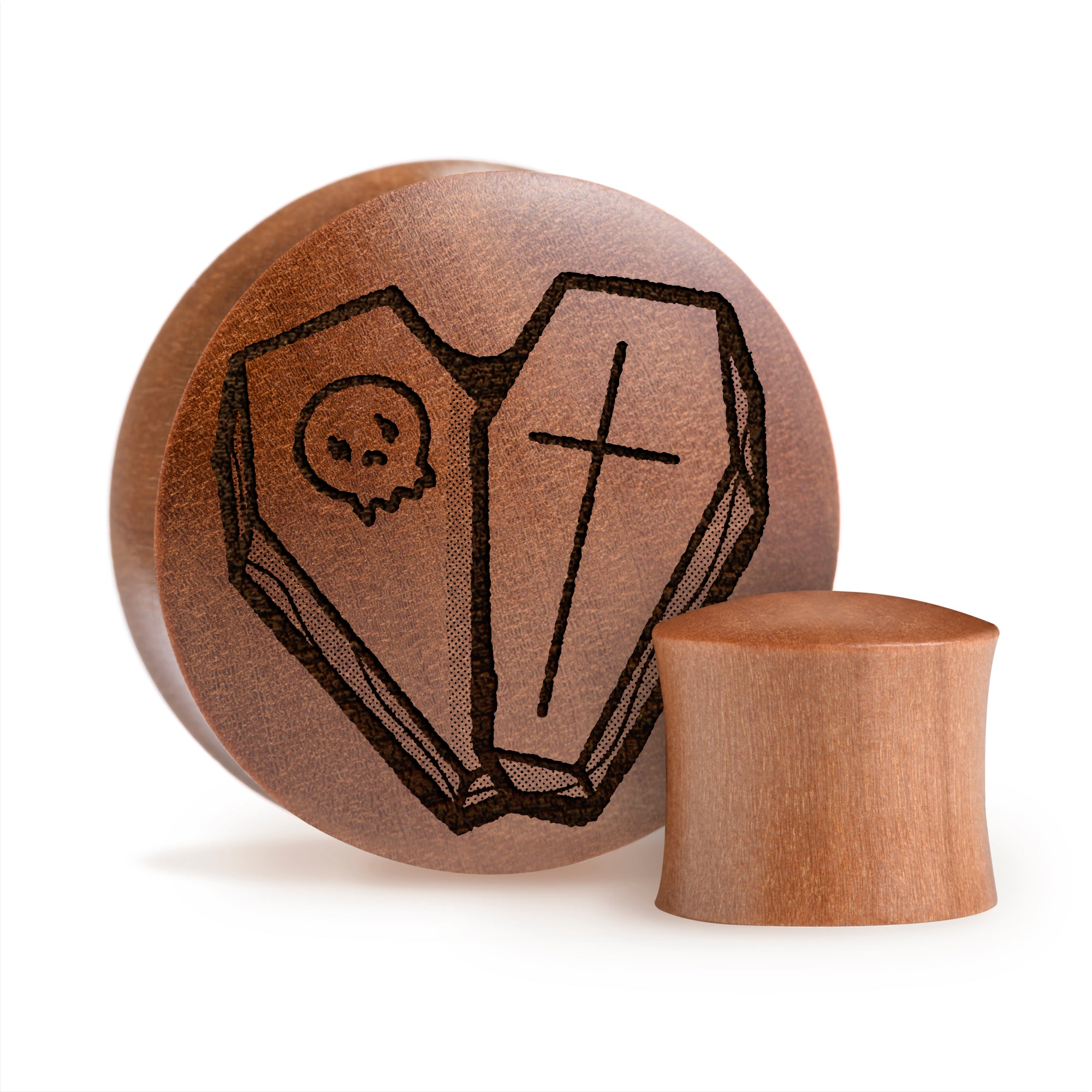 Herz Sarg Plug / Gauge - Saba Holz | Konvexer Doppelflansch