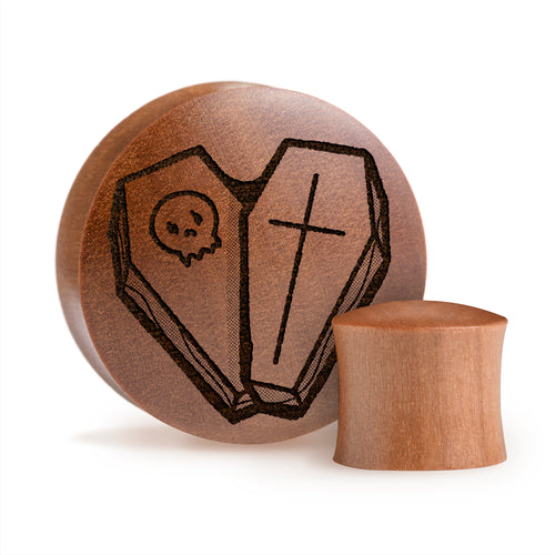 Heart Coffin Plug / Gauge - Saba Wood | Convex Double Flare