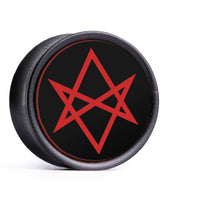 Hexagram Plug / Jauge - Incrustation noire et rouge en bois d’ébène | Double flare convexe