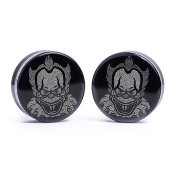 IT Krusty Plug / Gauge - Schwarzes Glas | Flach Gesichts Doppelflansch