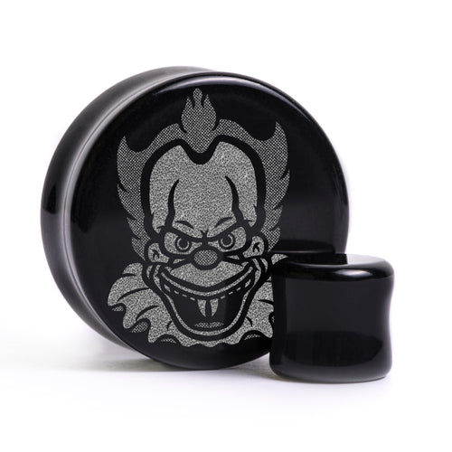 IT Krusty Plug / Gauge - Schwarzes Glas | Flach Gesichts Doppelflansch