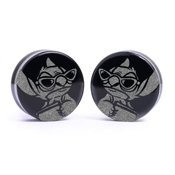 The Blooming Sun Charm Black Steel Double Flared Tunnel Dangle / Plug / Gauge