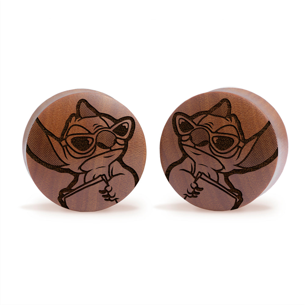 Cool Stitch Plug / Gauge - Saba Wood | Convex Double Flare - Lasered To Order In House At Custom Plugs HQ