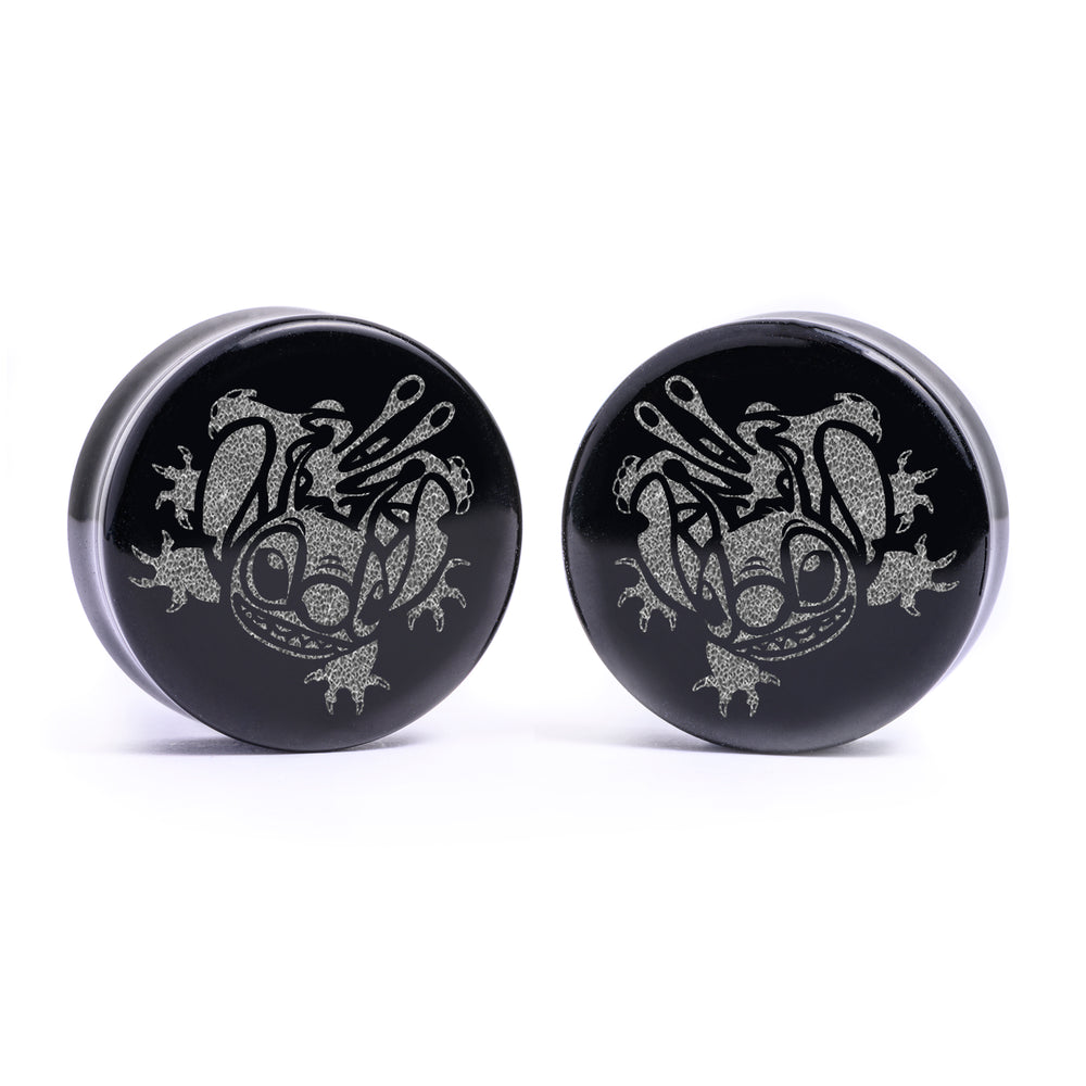 Experiment 626 Plug / Gauge - Black Glass | Flat Faced Double Flare - Lasered To Order In House At Custom Plugs HQ