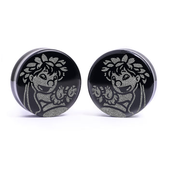 WSS Emblem Plug / Gauge - Black Glass | Flat Faced Double Flare