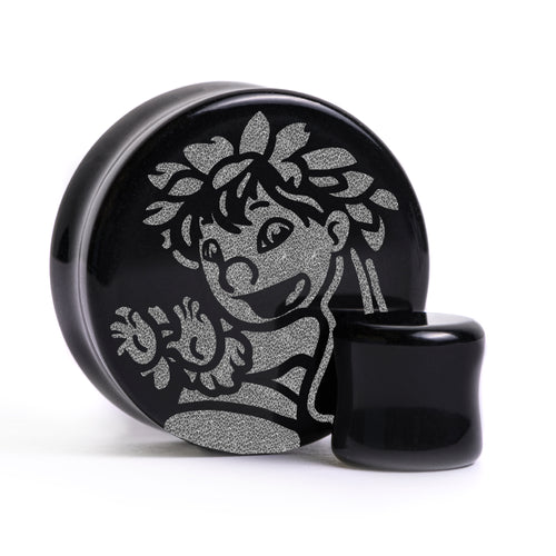 Hula Lilo Plug / Gauge - Black Glass | Flat Faced Double Flare
