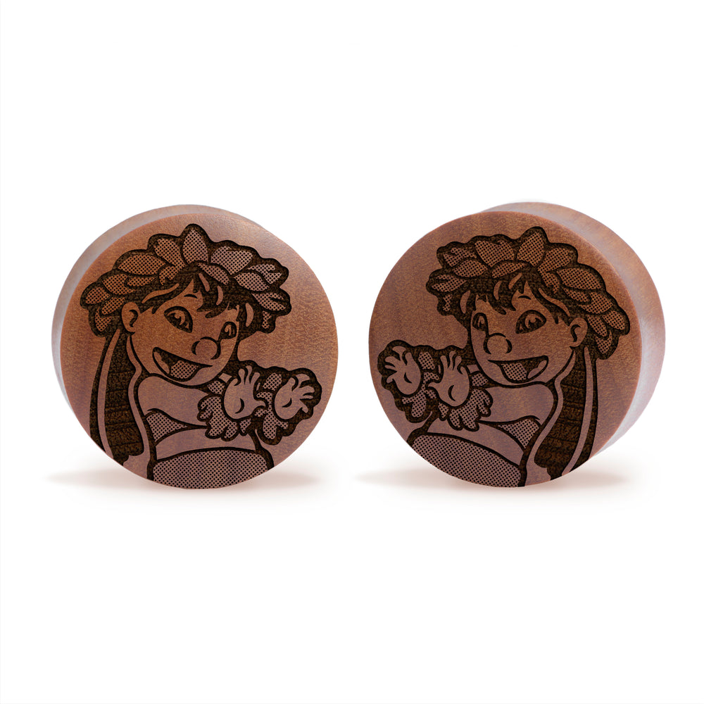 Hula Lilo Plug / Gauge - Saba Wood | Convex Double Flare - Lasered To Order In House At Custom Plugs HQ
