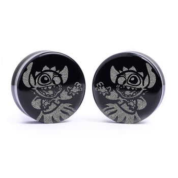 The Blooming Sun Charm Black Steel Double Flared Tunnel Dangle / Plug / Gauge