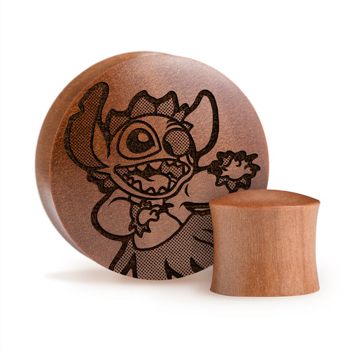 Hula Stitch Plug / Gauge - Saba Wood | Convex Double Flare