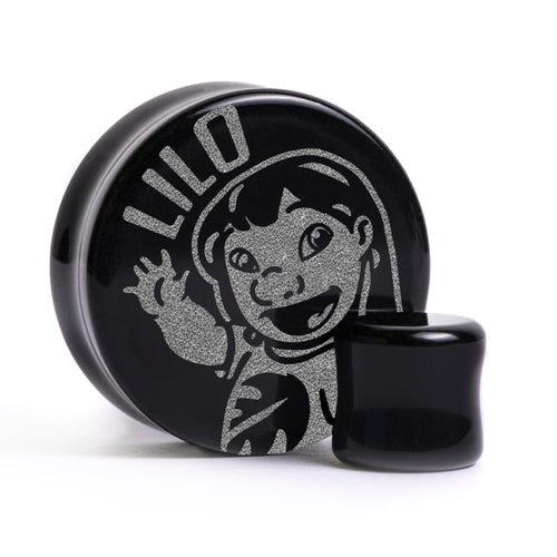 Lilo Plug / Gauge - Black Glass | Flat Faced Double Flare