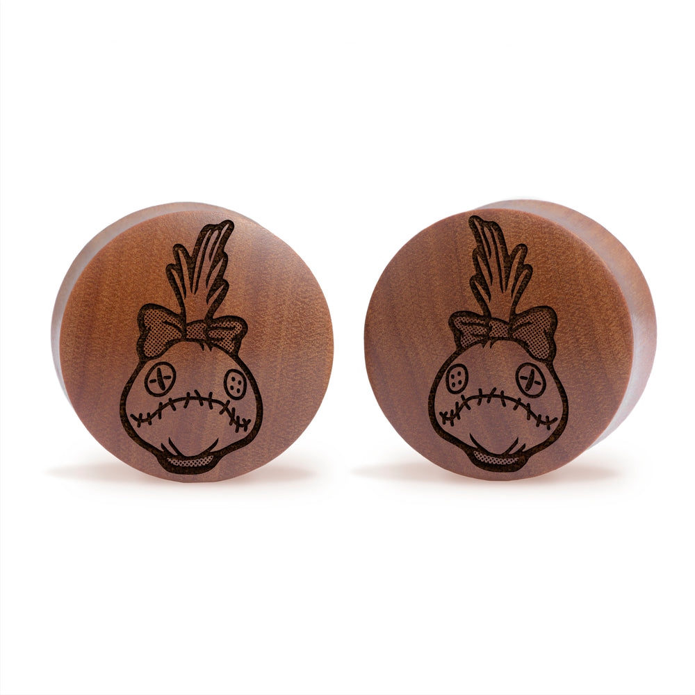 Scrump Plug / Gauge - Saba Wood | Convex Double Flare - Lasered To Order In House At Custom Plugs HQ