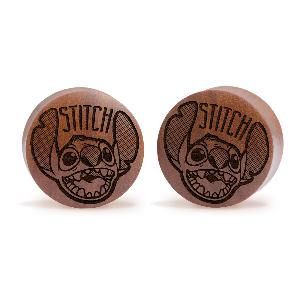 Stitch Plug / Gauge - Saba Wood | Convex Double Flare - Lasered To Order In House At Custom Plugs HQ