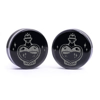 Plug / Gauge Love Potion - Verre noir | Face plate double évasé