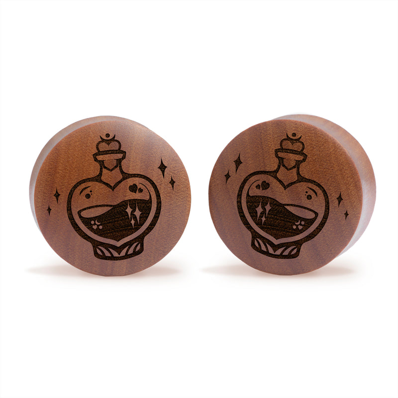 Plug / Gauge Love Potion - Bois de Saba | Convexe double évasé