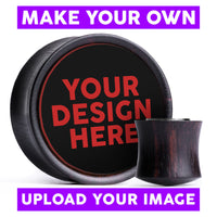 Plug / Gauge à personnaliser - Bois d'ébène incrusté noir & rouge | Convexe double évasé