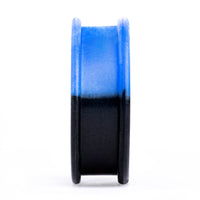 Tunnel d'oreille en silicone effet marbre bleu et noir