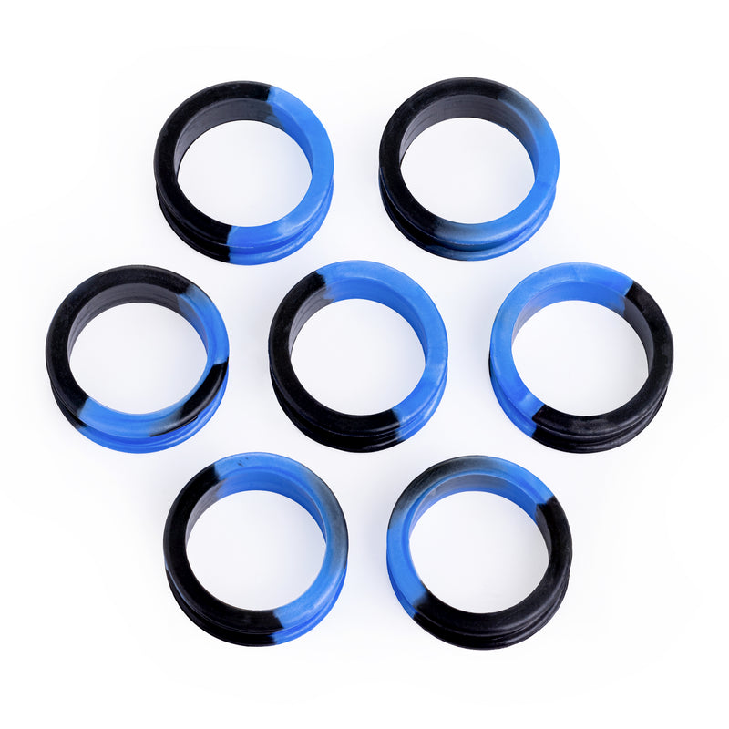 Tunnel d'oreille en silicone effet marbre bleu et noir