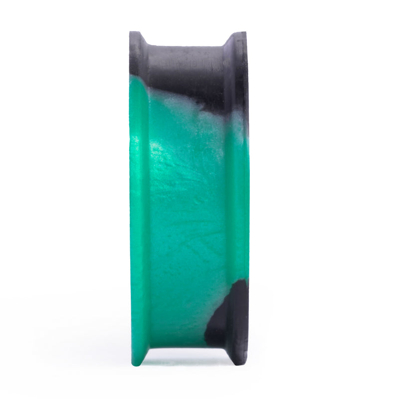 Plug / Gauge d'étirement d'oreille en silicone effet marbre uni vert et noir