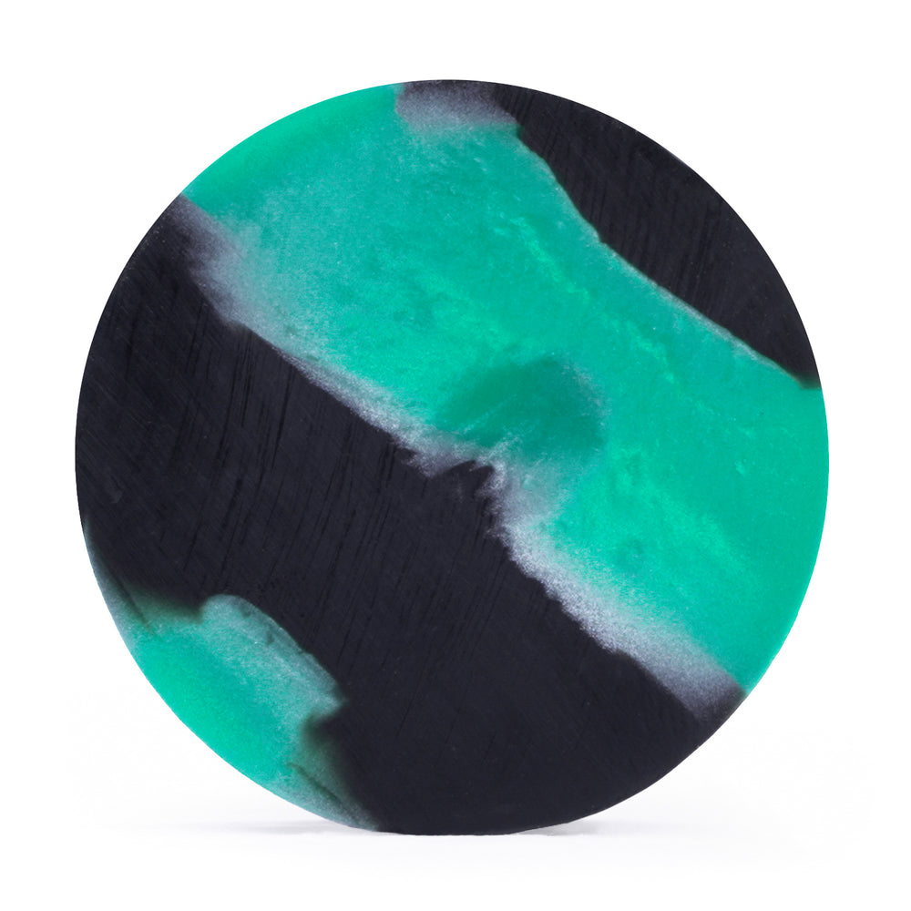 Solid Marble Green & Black Silicone Earring Plug / Gauge - Flat Flare Silicone Ear Plugs / Gauges in 00g, 0g, 2g, 4g and more.
