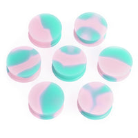 Plug / Gauge d'étirement d'oreille en silicone effet marbre plein vert clair & rose