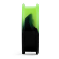 Tunnel d'oreille en silicone effet marbre vert néon et noir