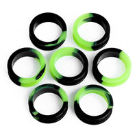 Tunnel d'oreille en silicone effet marbre vert néon et noir