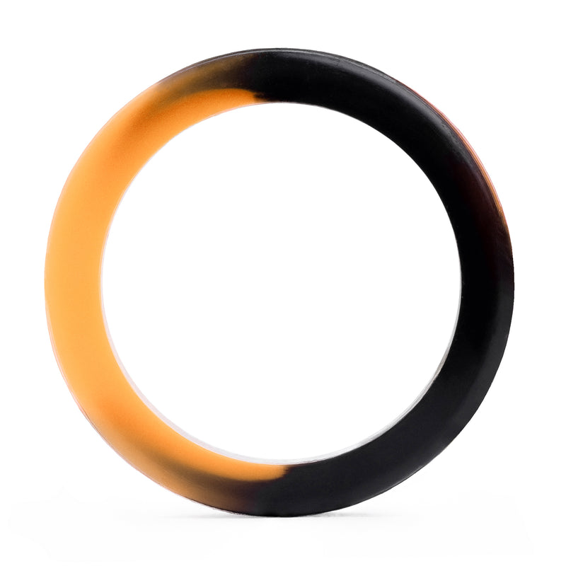 Tunnel d'oreille en silicone effet marbre orange et noir