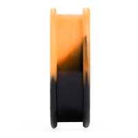 Tunnel d'oreille en silicone effet marbre orange et noir