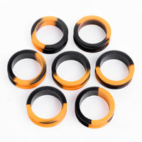 Tunnel d'oreille en silicone effet marbre orange et noir