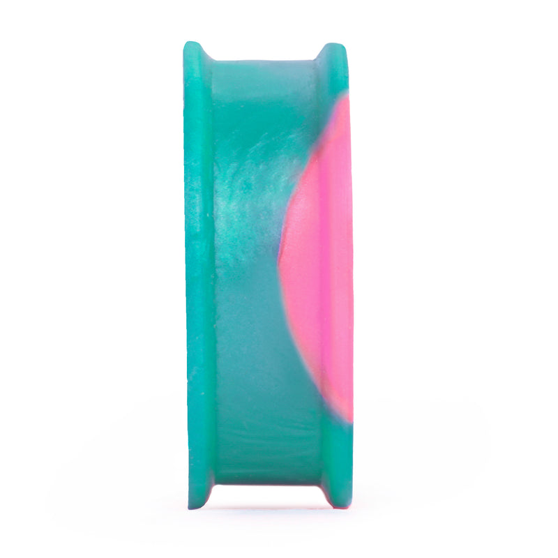 Plug / Gauge d'étirement d'oreille en silicone effet marbre plein rose & vert