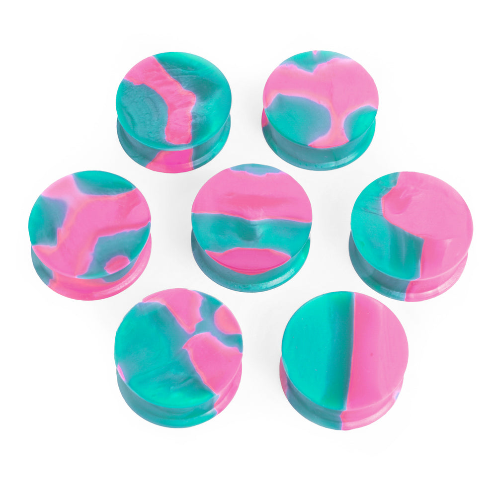 Solider Marmor Pink & Grün Silikon Ohrring Plug / Gauge