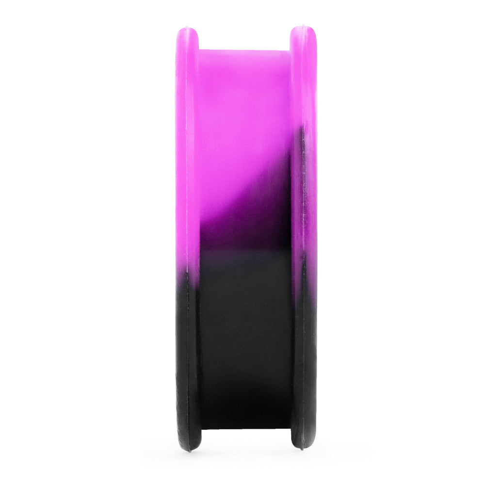 Marble Purple & Black Silicone Ear Tunnel - Flat Flare Two-Tone Silicone Ear Plugs / Gauges in 00g, 0g, 2g, 4g and more.