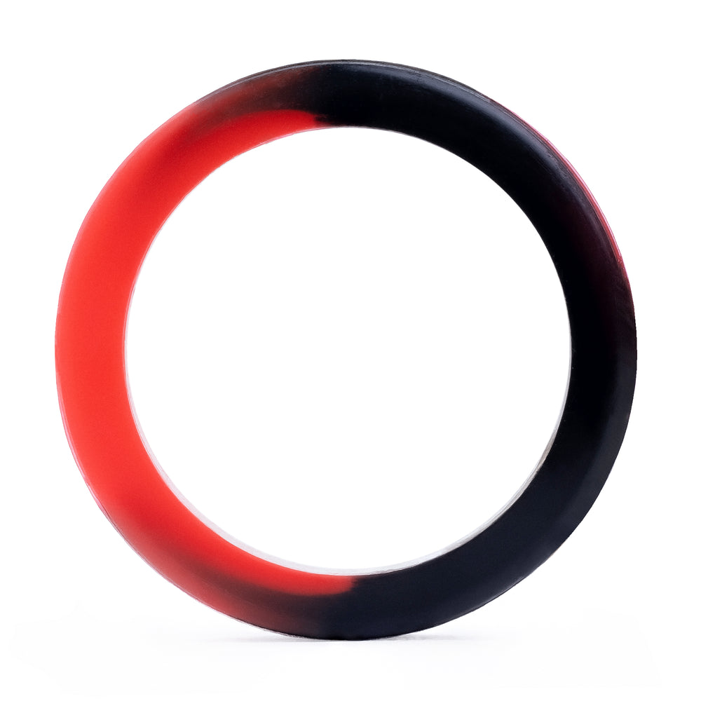 Marble Red & Black Silicone Ear Tunnel - Flat Flare Two-Tone Silicone Ear Plugs / Gauges in 00g, 0g, 2g, 4g and more.