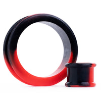 Tunnel d'oreille en silicone effet marbre rouge & noir